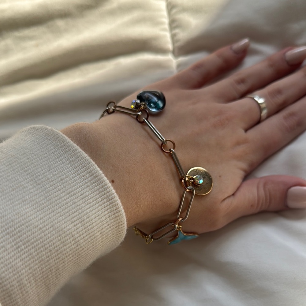 Gold and Blue Charm Bracelet